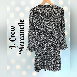 J. Crew Mercantile Dress Sz S Black & White Floral Ruffle Wrist Adjustable